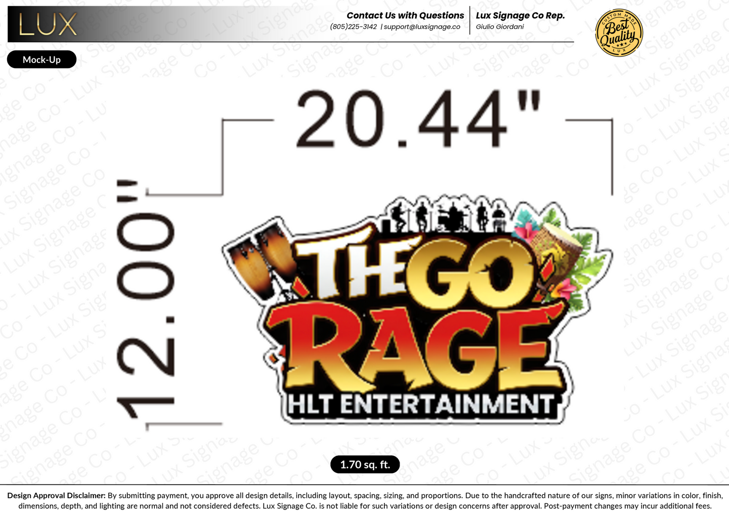Custom Business Sign for The Go Rage (50% Deposit)