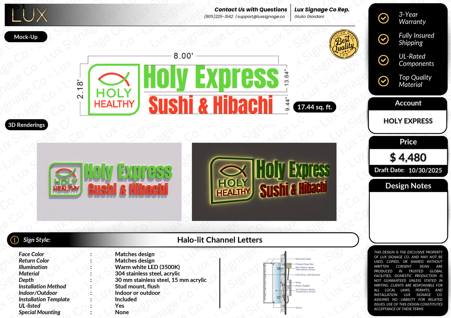 Custom Business Sign for Holy Express