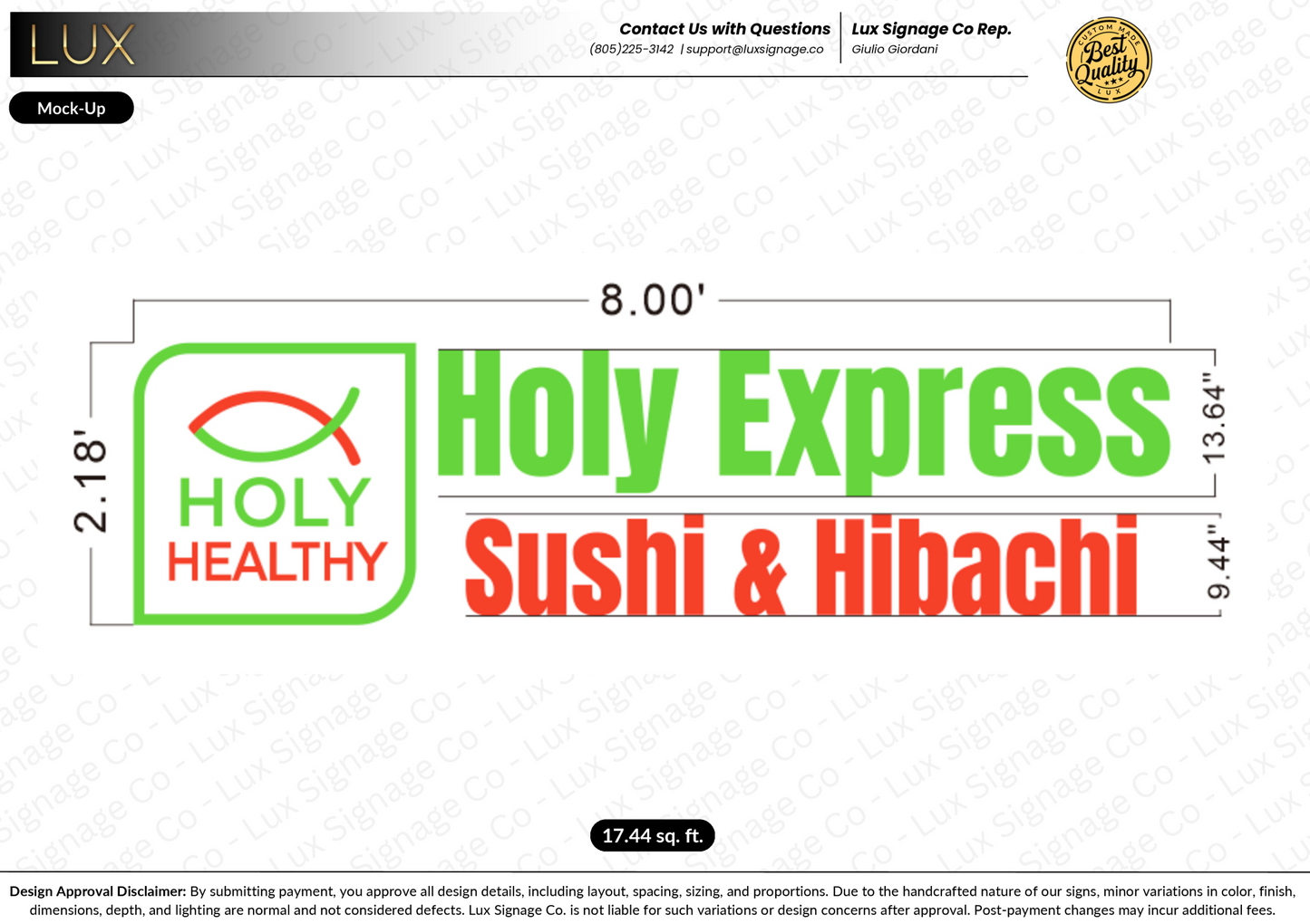 Custom Business Sign for Holy Express