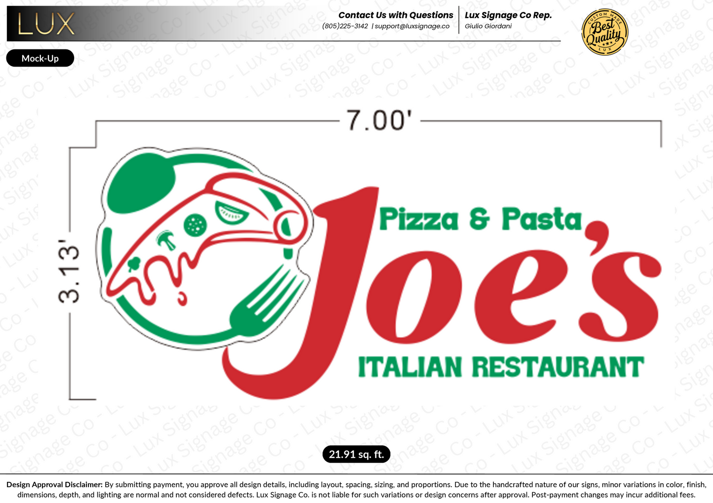 Custom Business Sign for Joe's