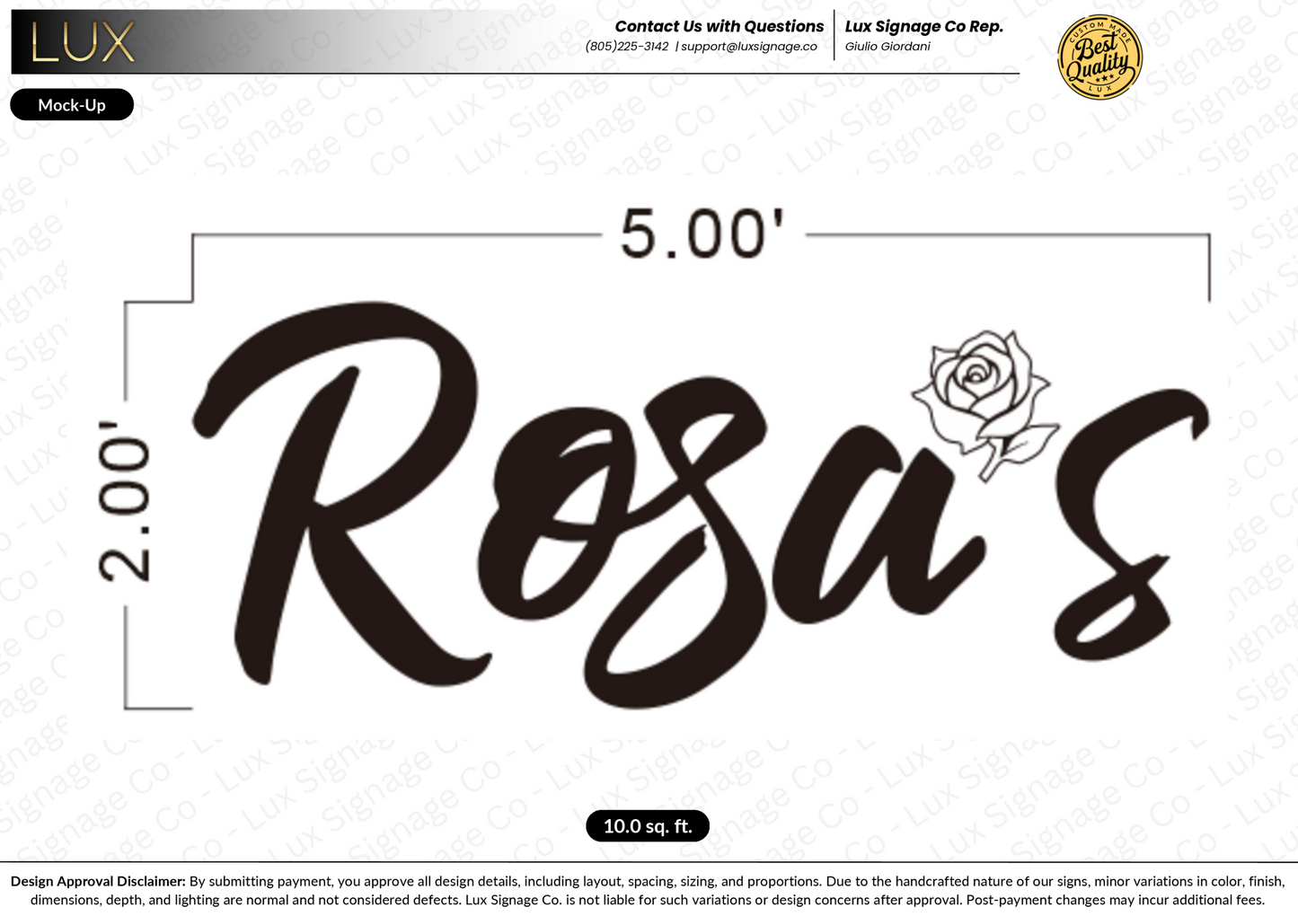 Custom Business Sign for Rosa's (Quantity x2)