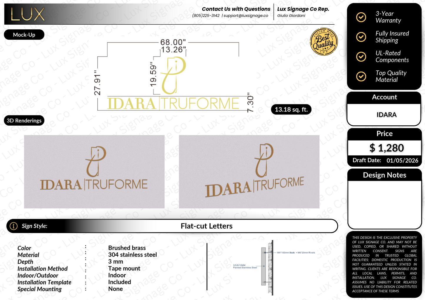 Custom Business Sign for Idara
