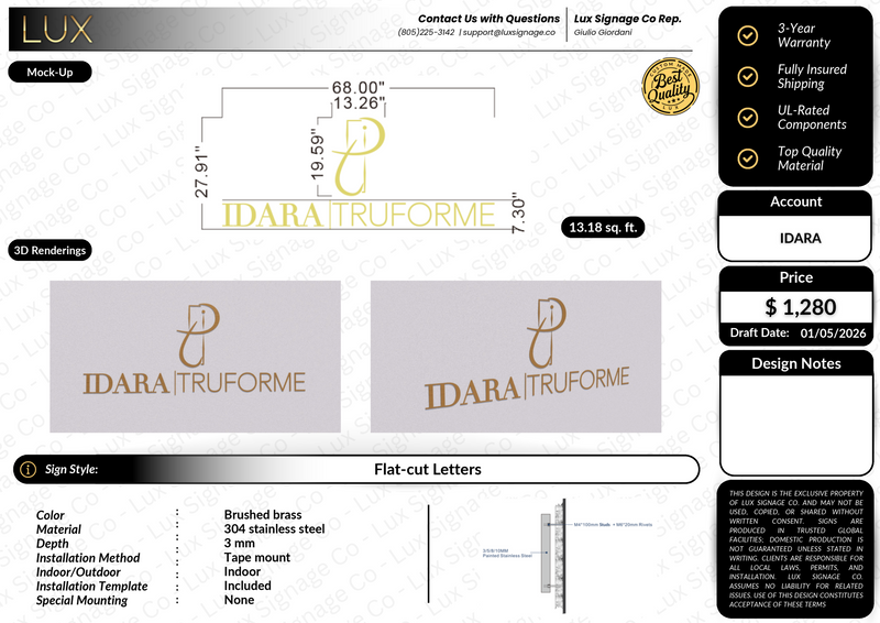 Custom Business Sign for Idara
