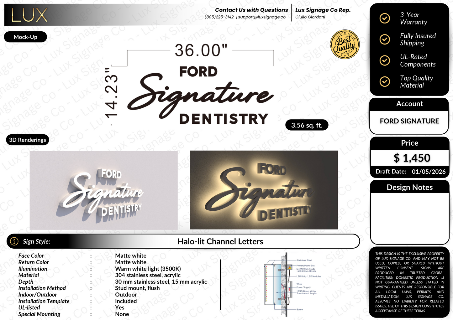 Custom Business Sign for Ford Signature Dentistry