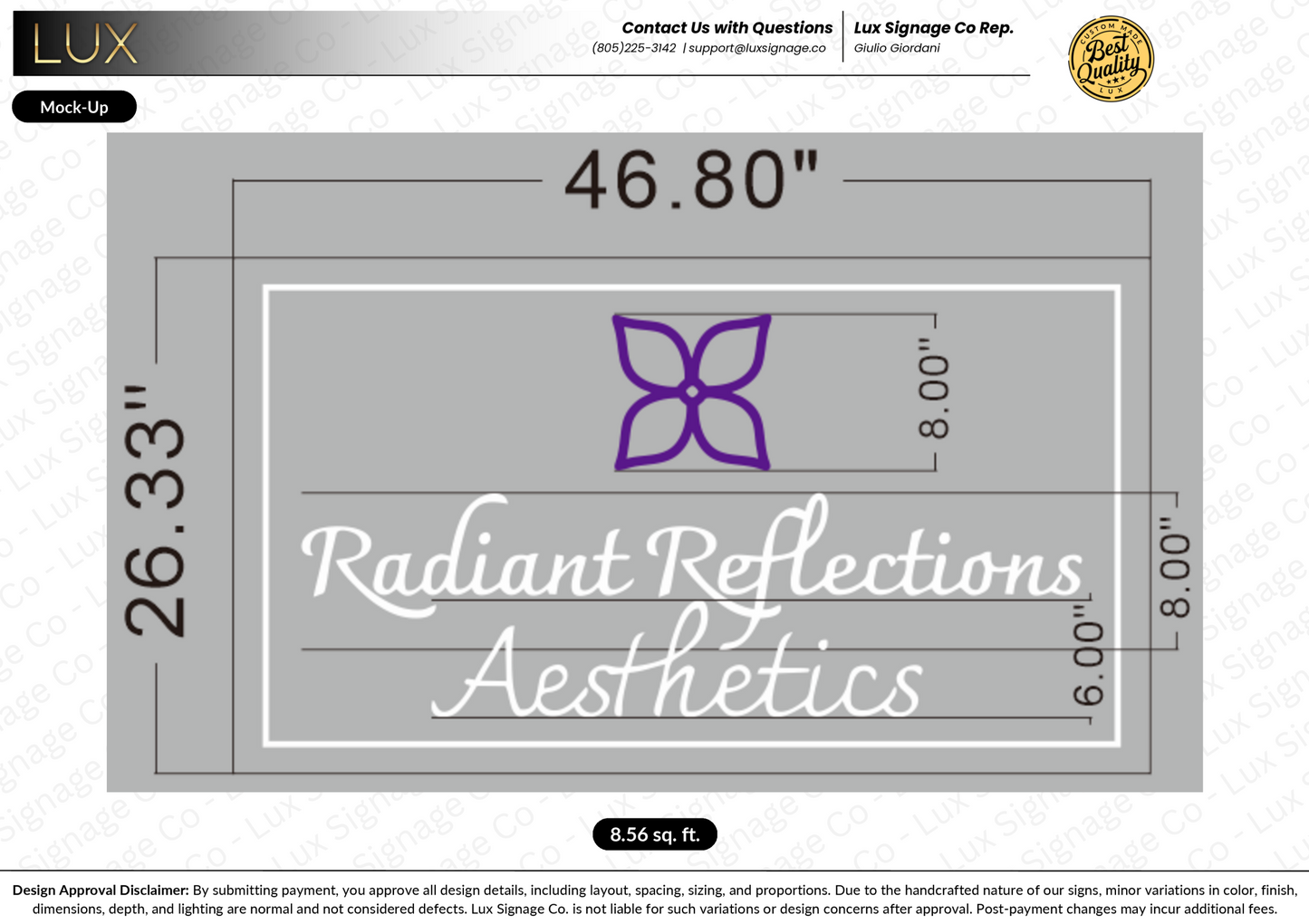 Custom Business Sign for Radiant Reflections Aesthetics