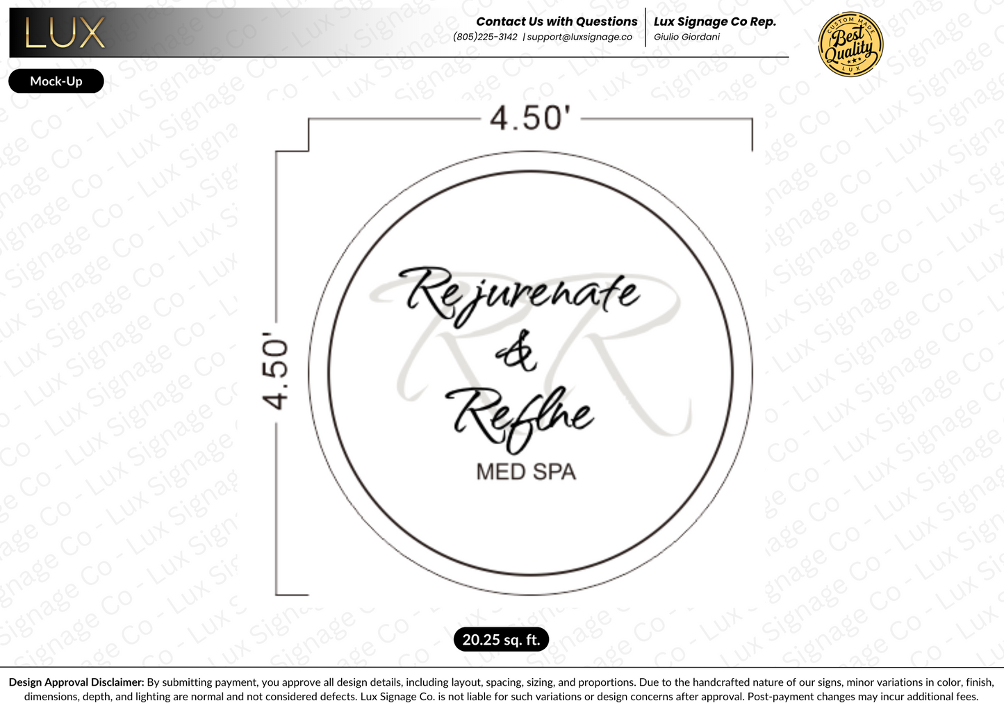 Custom Business Sign for Rejuvenate and Refine Med Spa