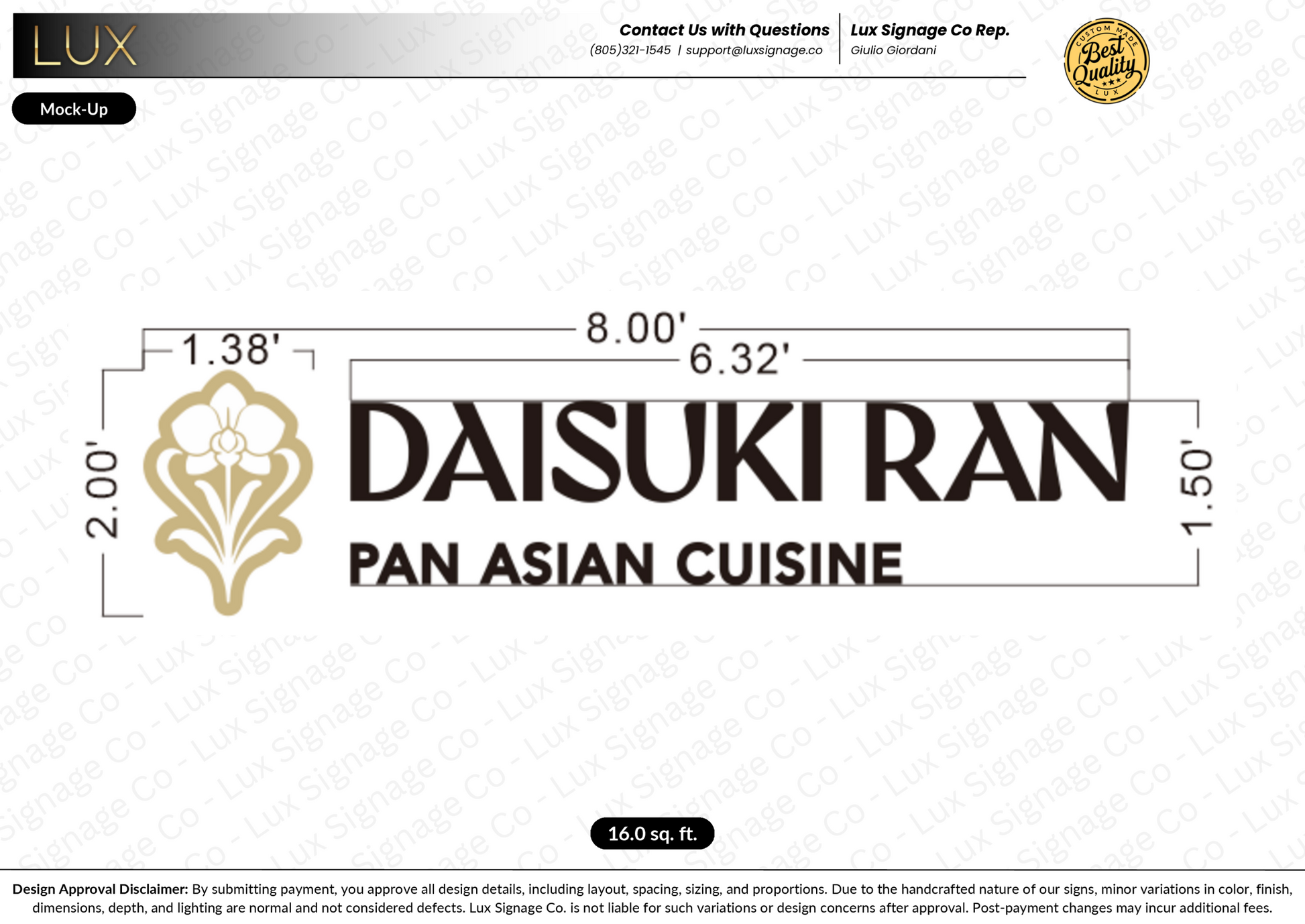 Custom Business SIgn for Daisuki Ran