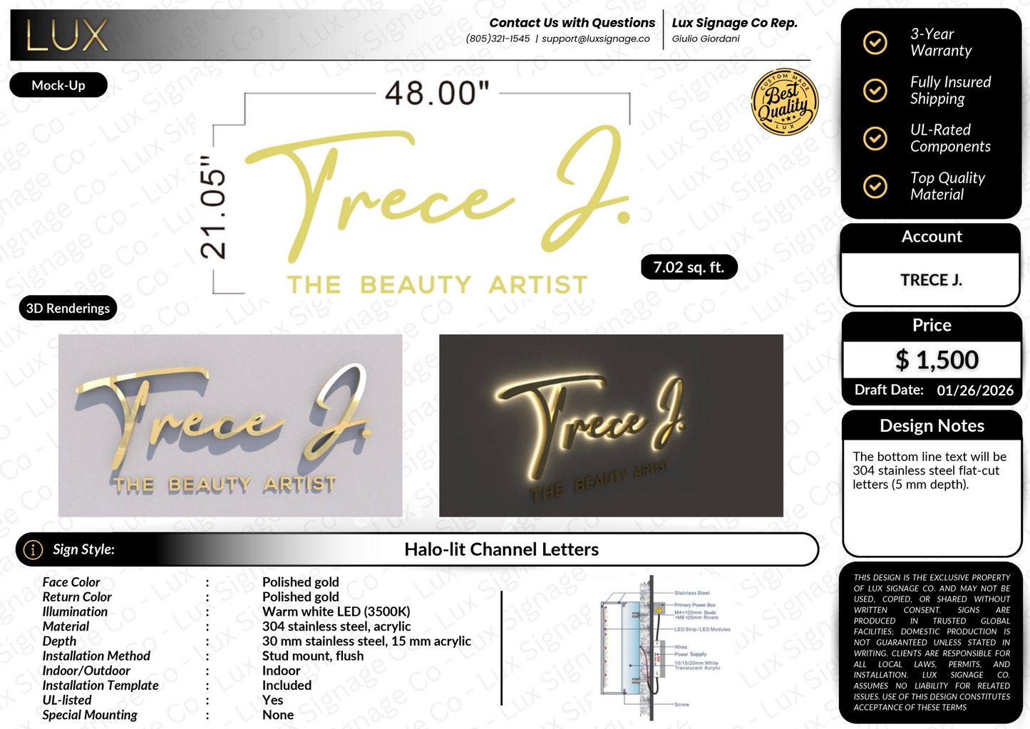 Custom Business Sign for Trece J.