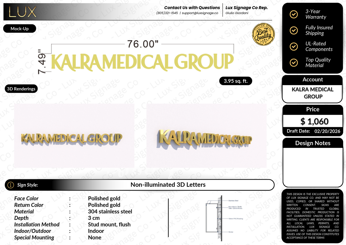 Custom Business Sign for Kalramedical Group
