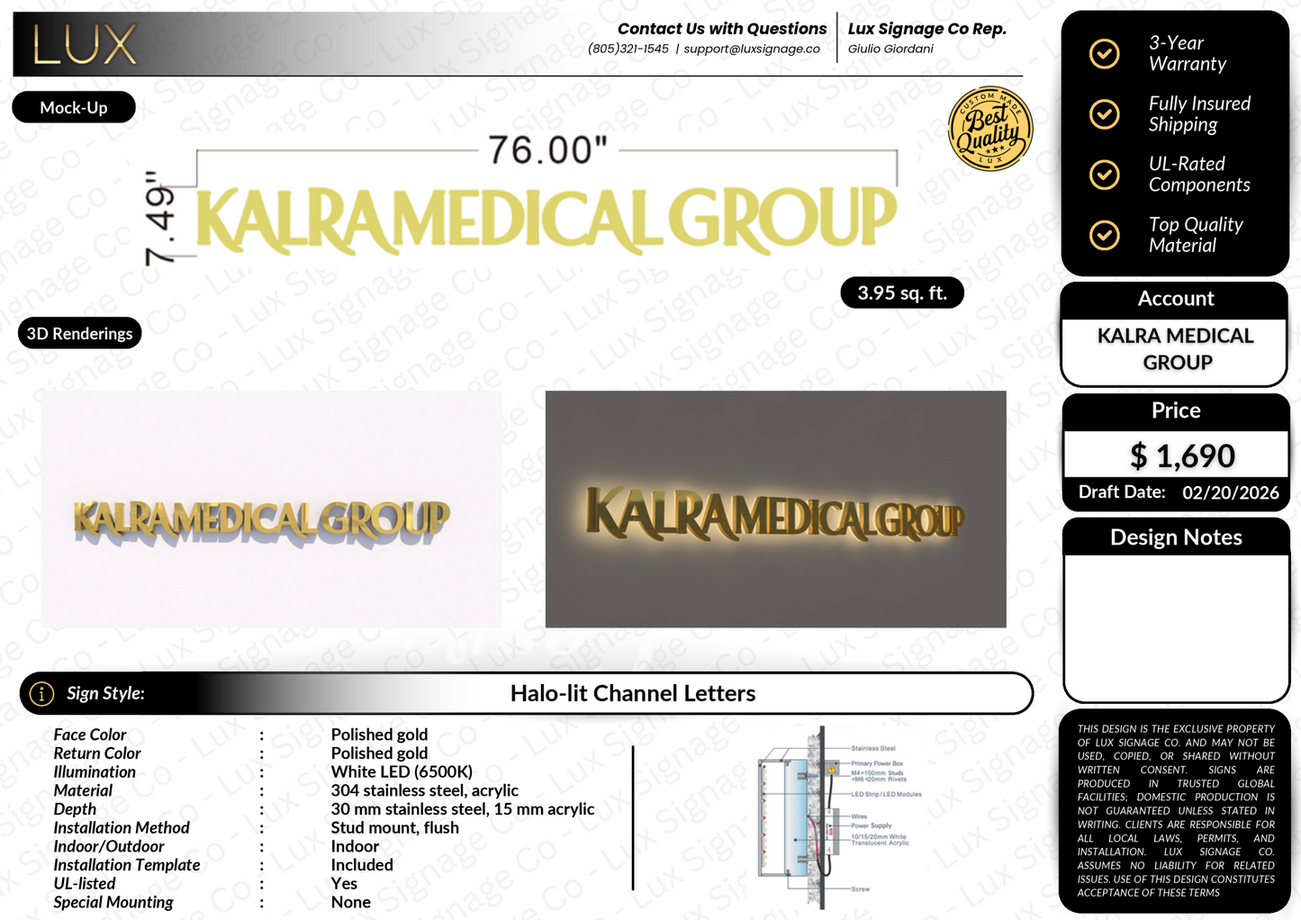 Custom Business Sign for Kalramedical Group