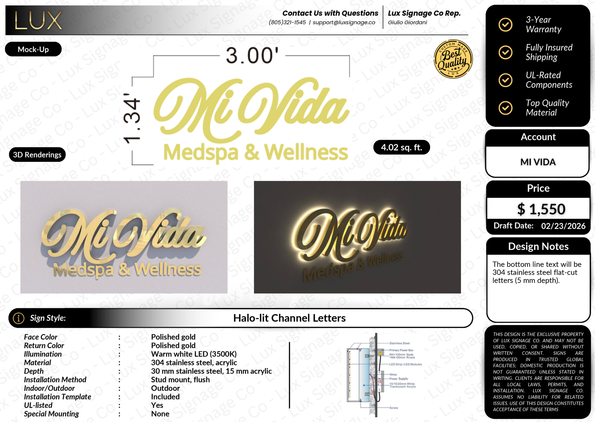 Custom Business Sign for Mi Vida