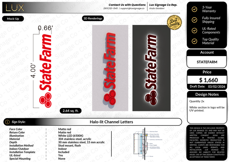 Custom Business Sign for State Farm