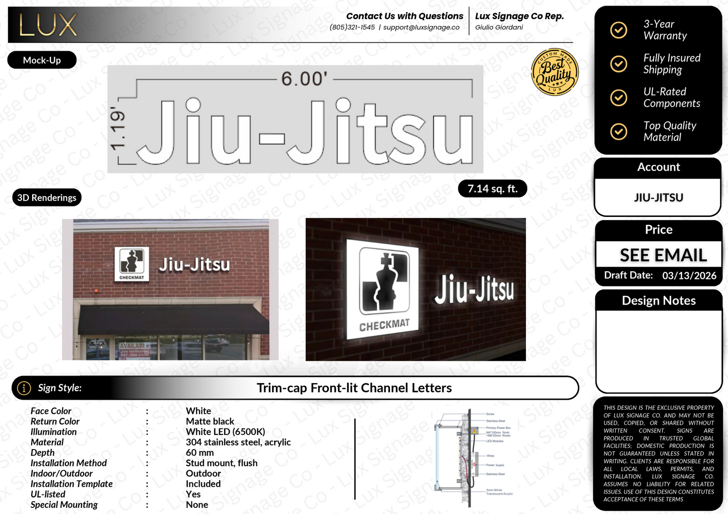 Custom Business Sign for Checkmat Jiu Jitsu