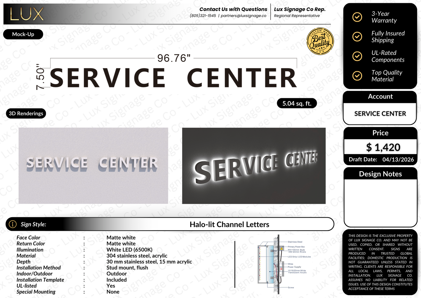Custom Business Sign for Service Center