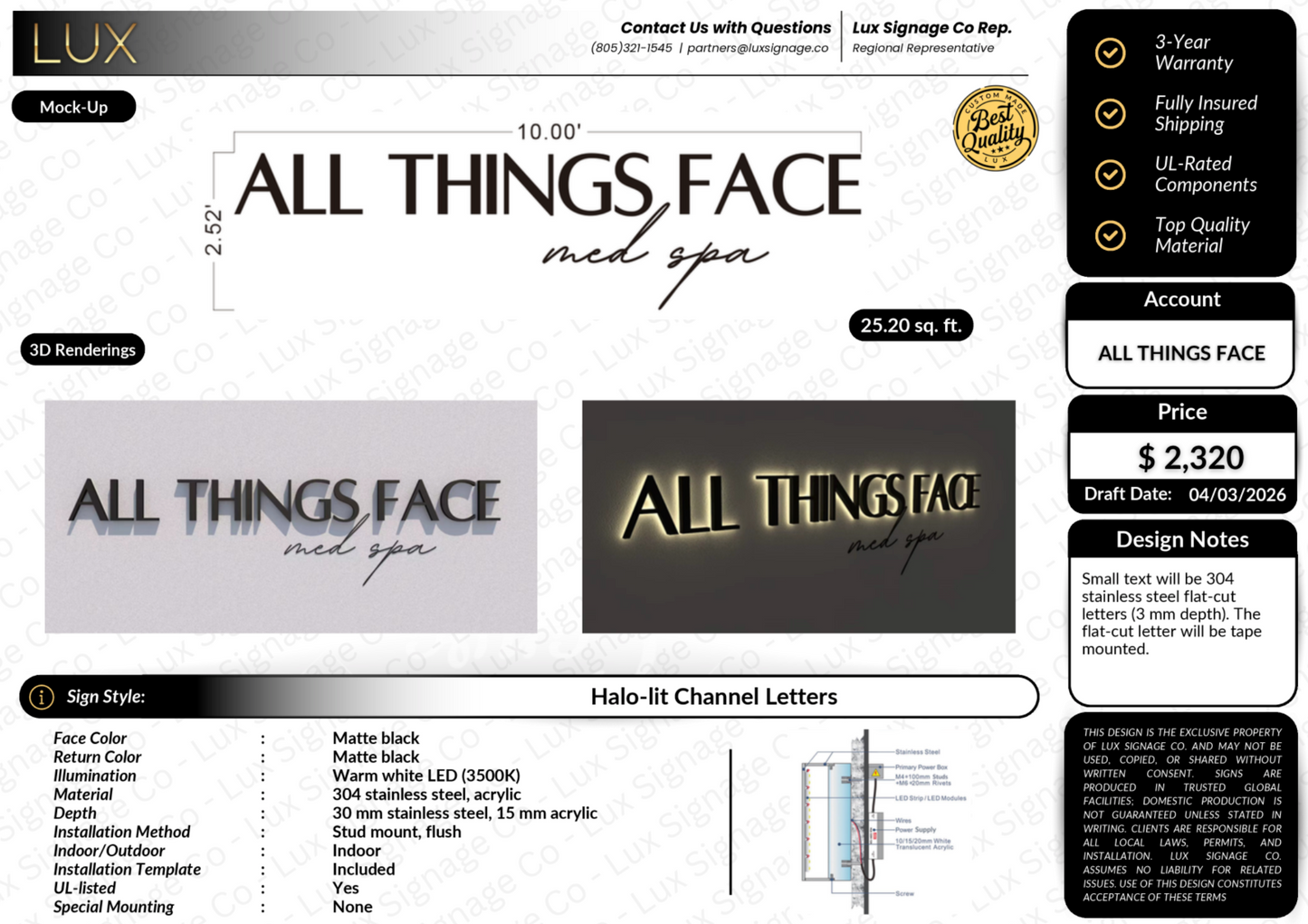 Custom Business Sign for All Things Face