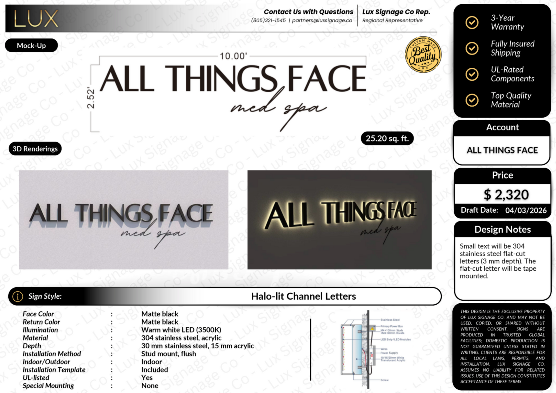 Custom Business Sign for All Things Face