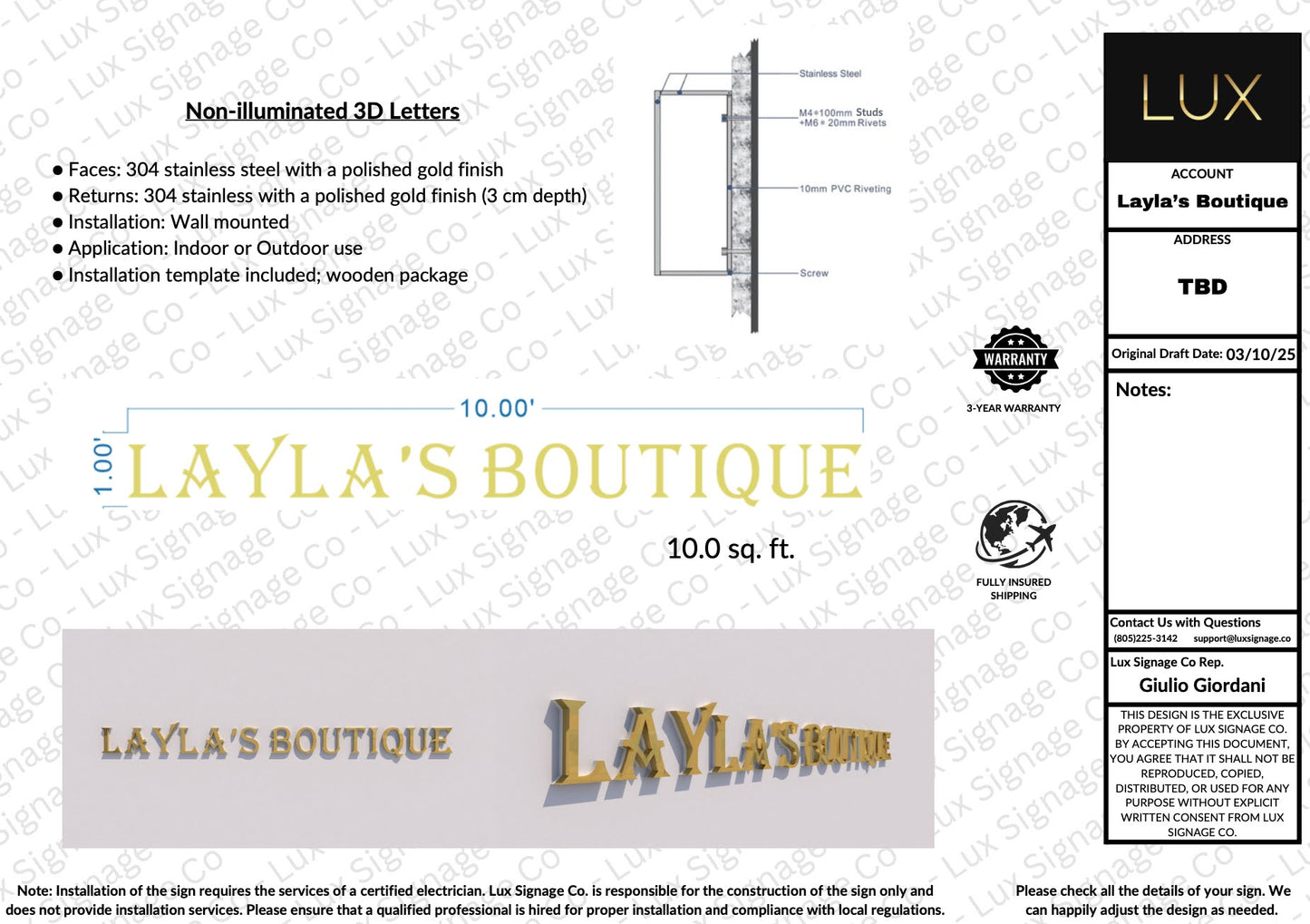 Custom Business Sign for Layla's Boutique