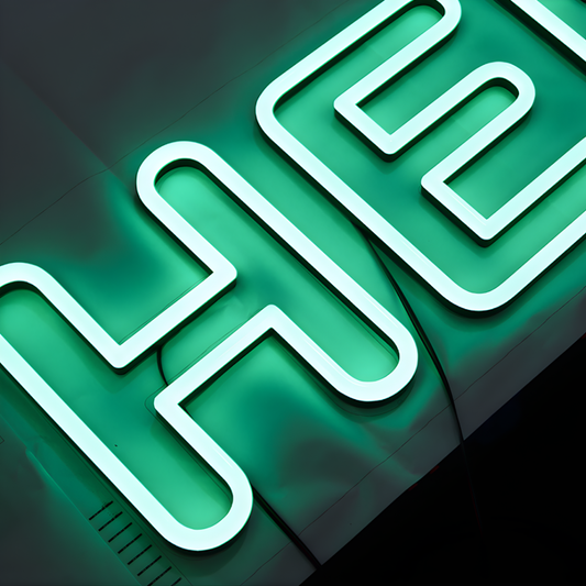 Slim-profile acrylic LED neon sign for branding