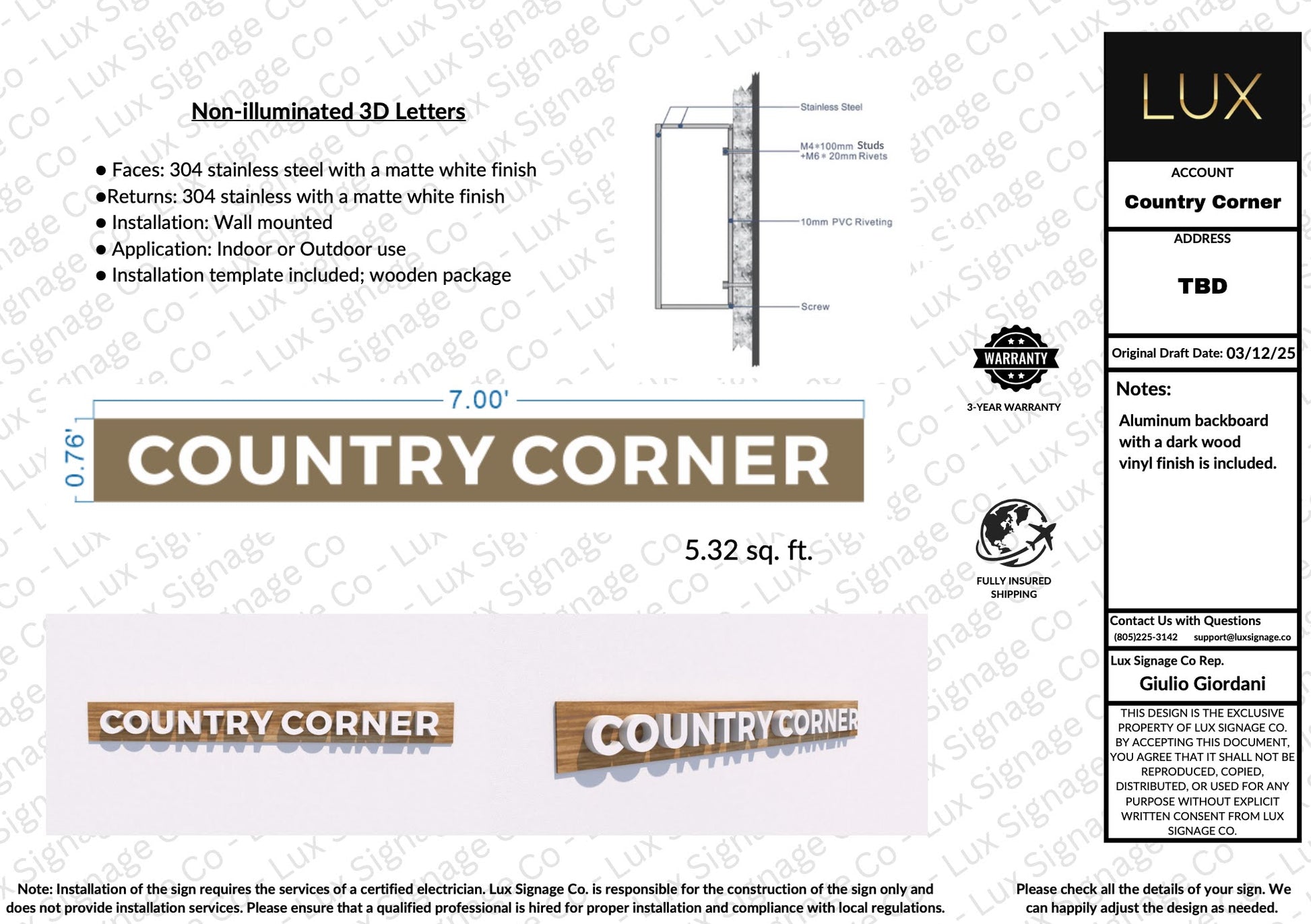 Custom Business Sign (COUNTRY CORNER)