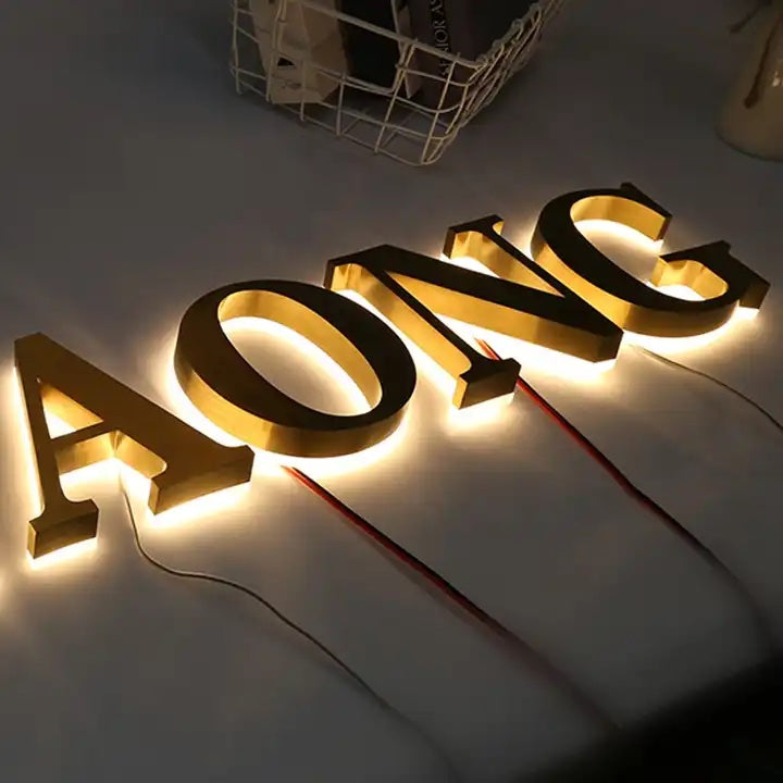 Personalized back-lit commercial signs with energy-efficient LED lights.