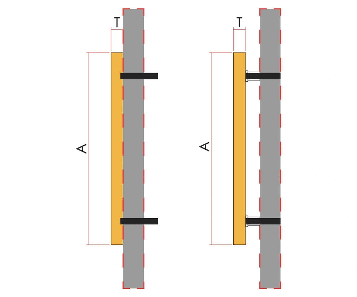 Flush and standoff mounting cross sections for Flat-Cut Letters and Logos