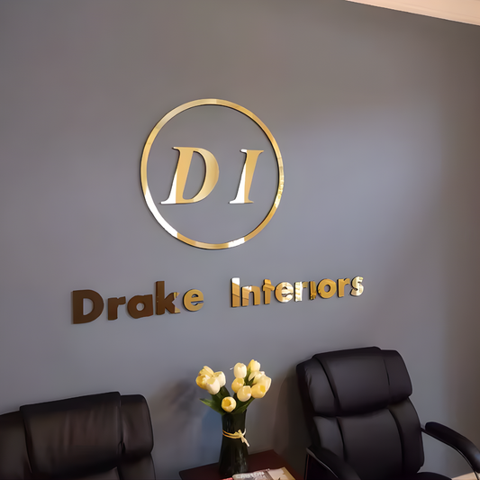 Flat-cut sign with smooth edges and clean metal finish