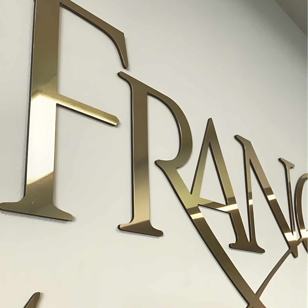 Precision flat-cut metal sign with clean professional edges