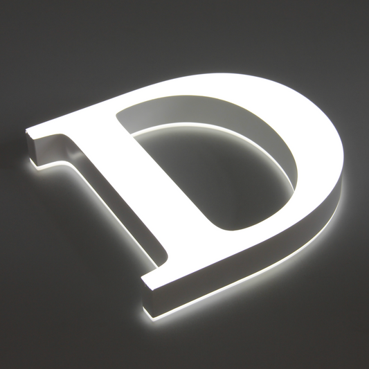 Trimless LED storefront letter sign with bright dual lighting