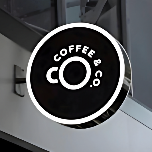 Commercial hollow-out blade sign with crisp LED cut-out graphics