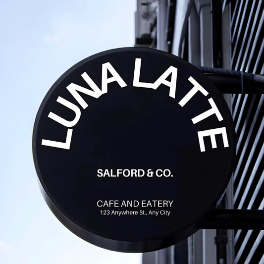 Modern illuminated hollow-out blade sign for business branding