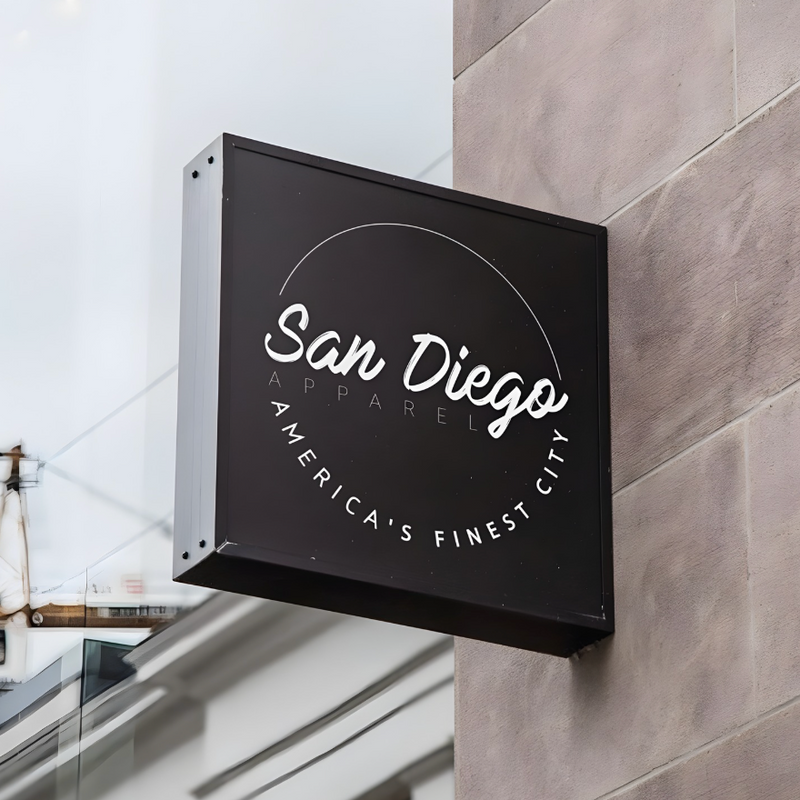 Cut-through hollow-out LED blade sign for retail storefronts