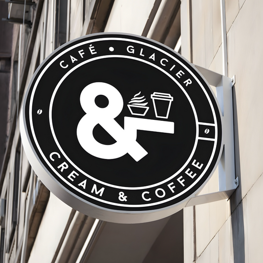 Perpendicular hollow-out blade sign with bright LED lighting