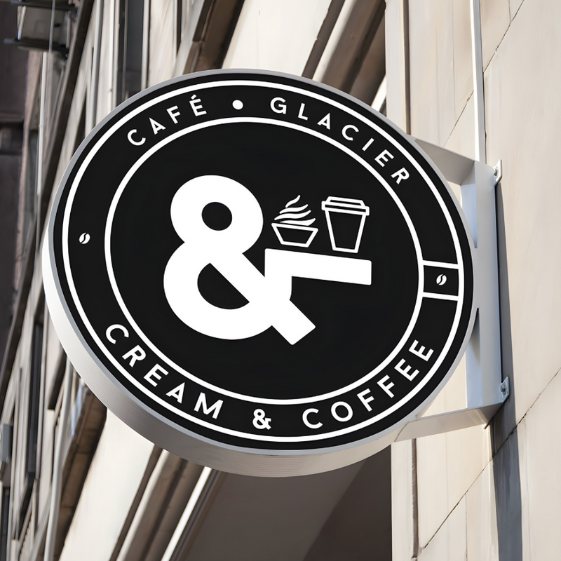 Perpendicular hollow-out blade sign with bright LED lighting