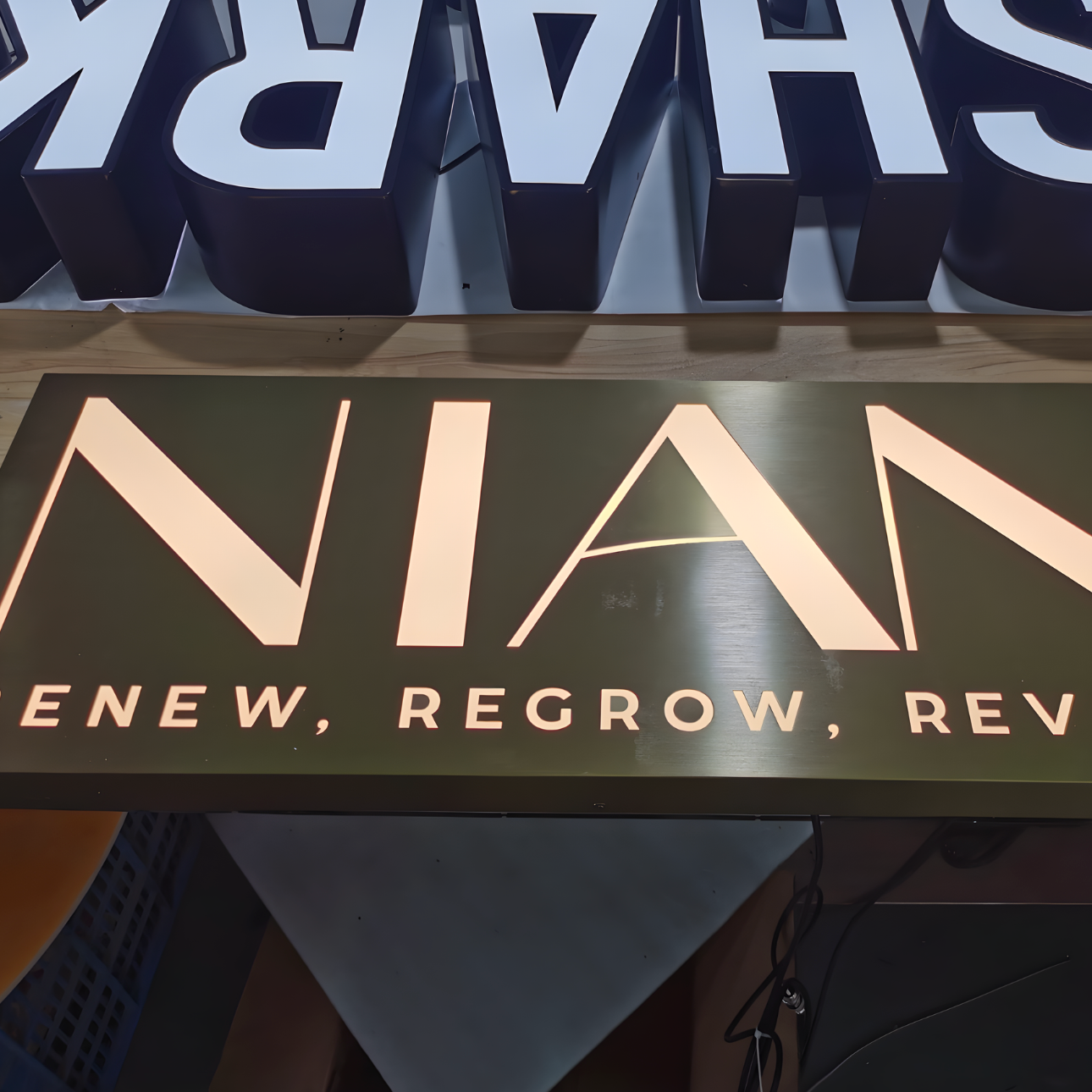 Sharp cut-out hollow-out LED lightbox for storefront branding