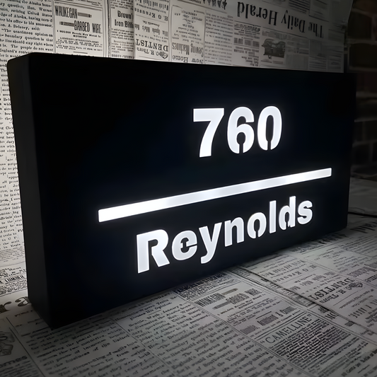 Bold illuminated hollow-out LED feature sign for business branding