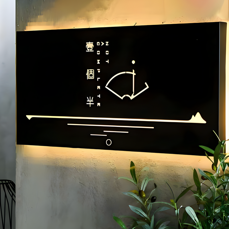 Modern hollow-out lightbox featuring clean cut-through LED graphics