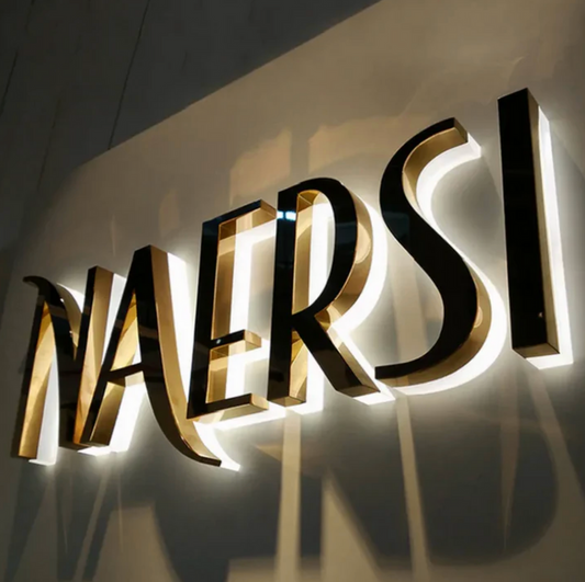 mall storefront illuminated sign reverse channel letters energy-efficient leds