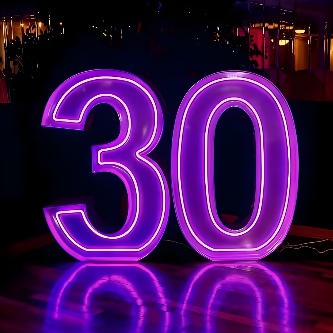 Minimalist LED tube marquee illuminated display
