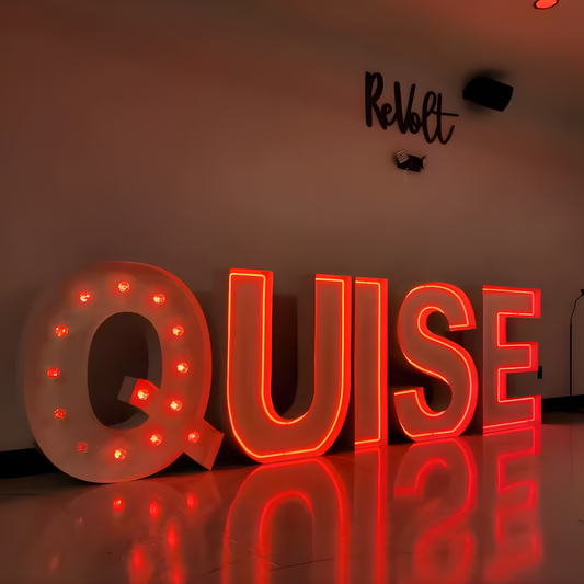 LED tube marquee with sleek illuminated lines