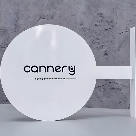 Slim-profile non-illuminated blade sign for contemporary storefronts