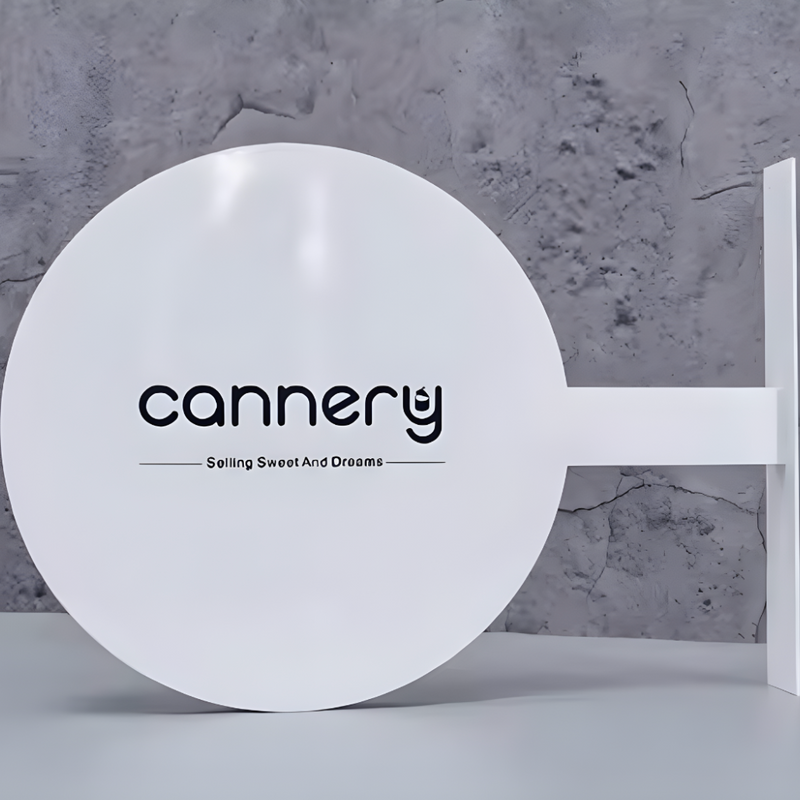 Slim-profile non-illuminated blade sign for contemporary storefronts