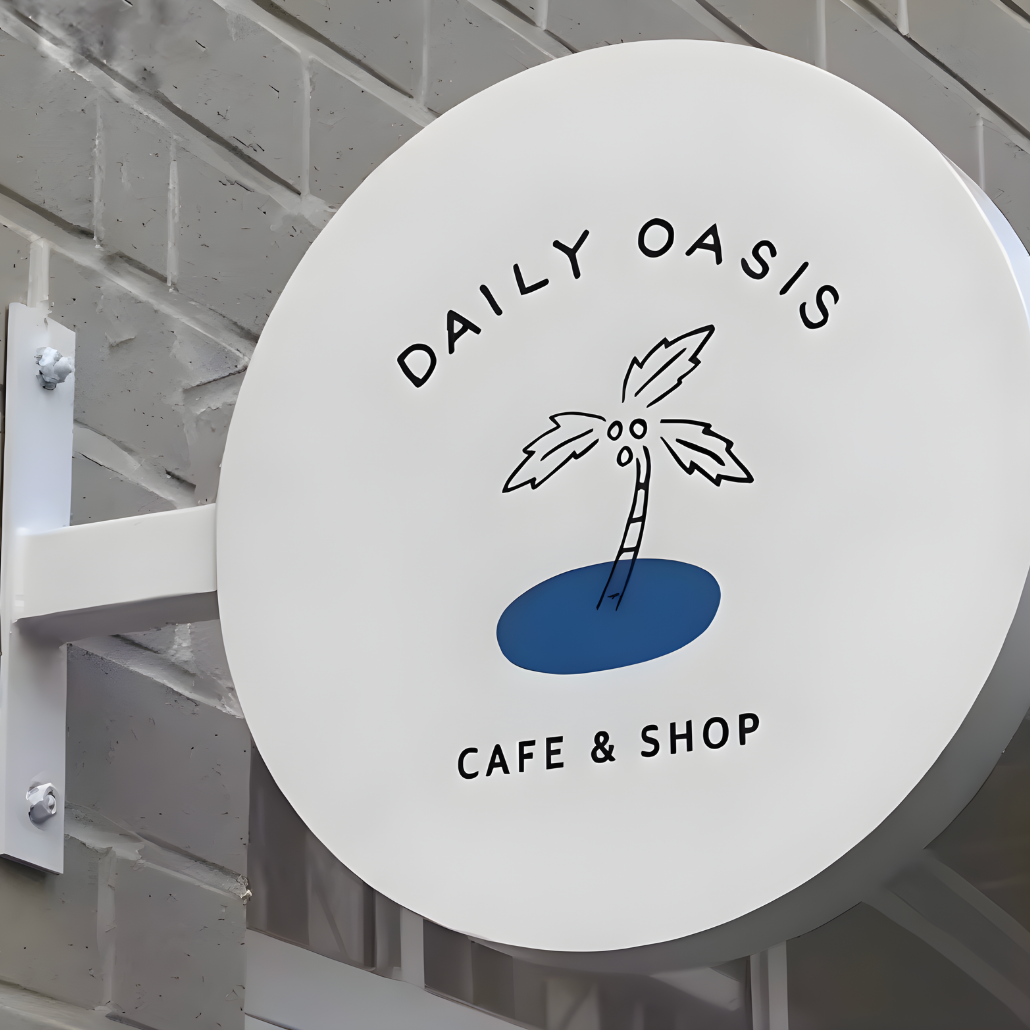 High-contrast non-illuminated blade sign for strong visibility