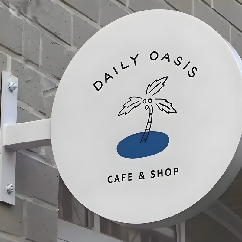 High-contrast non-illuminated blade sign for strong visibility