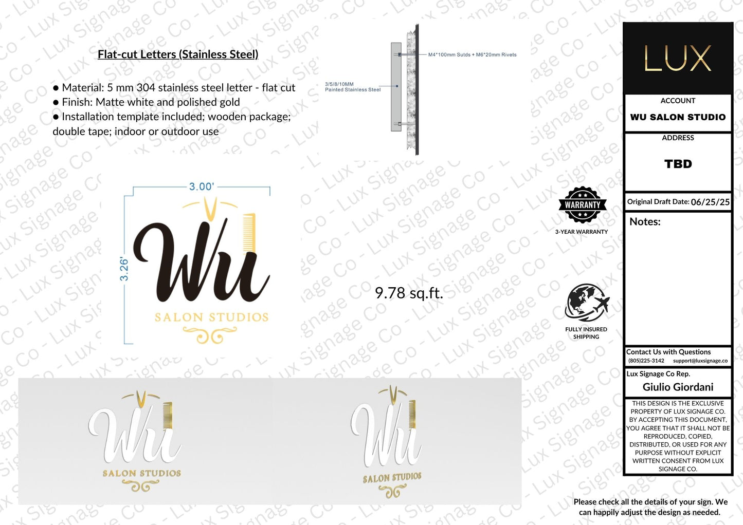 Custom Business Sign for Wu Salon Studios