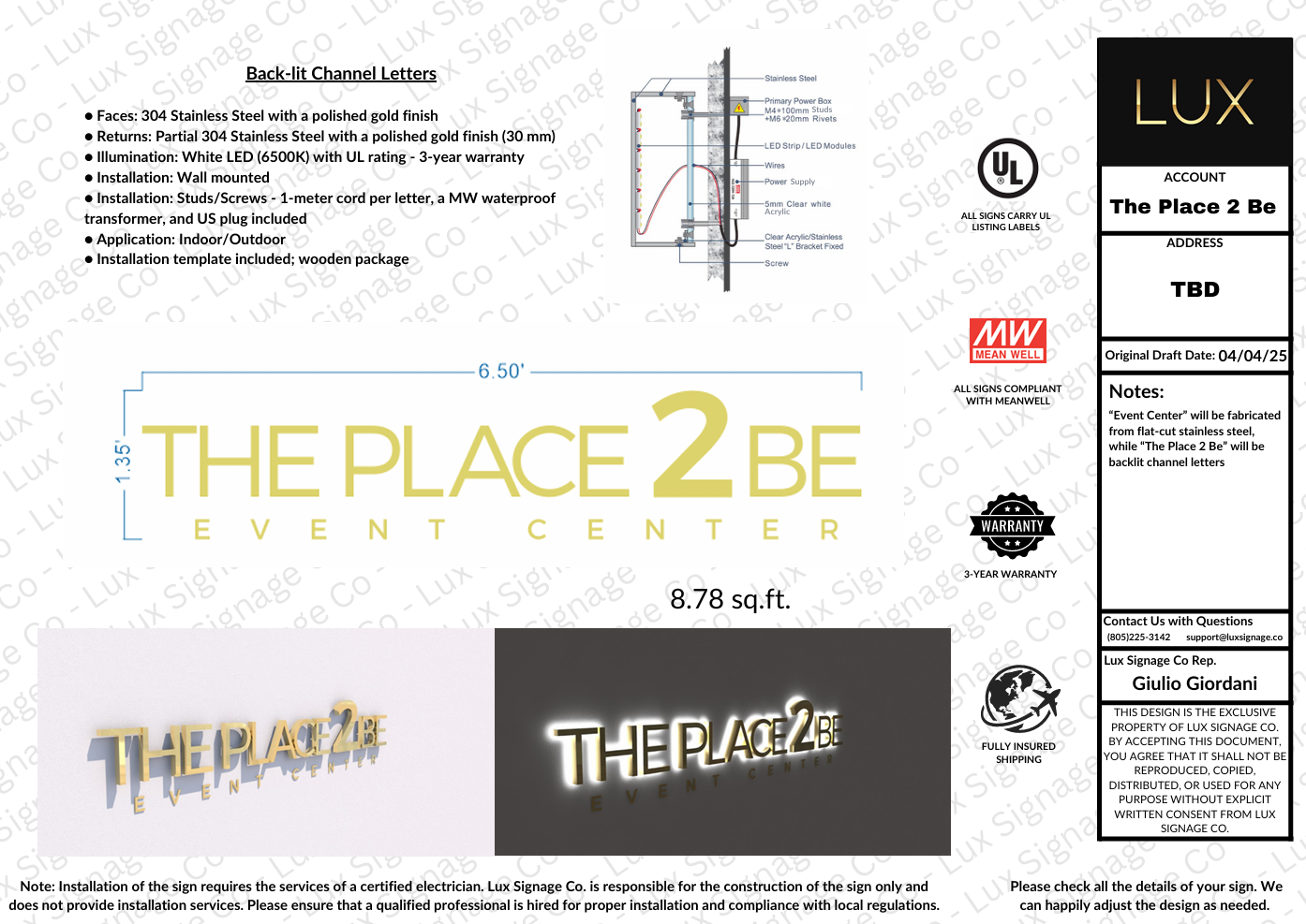 Custom Business Sign for The Place 2 Be