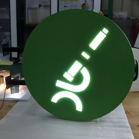 Outdoor push-through LED blade sign with illuminated panel