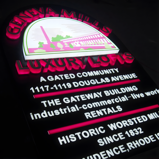 Architectural LED push-through blade sign for modern storefronts