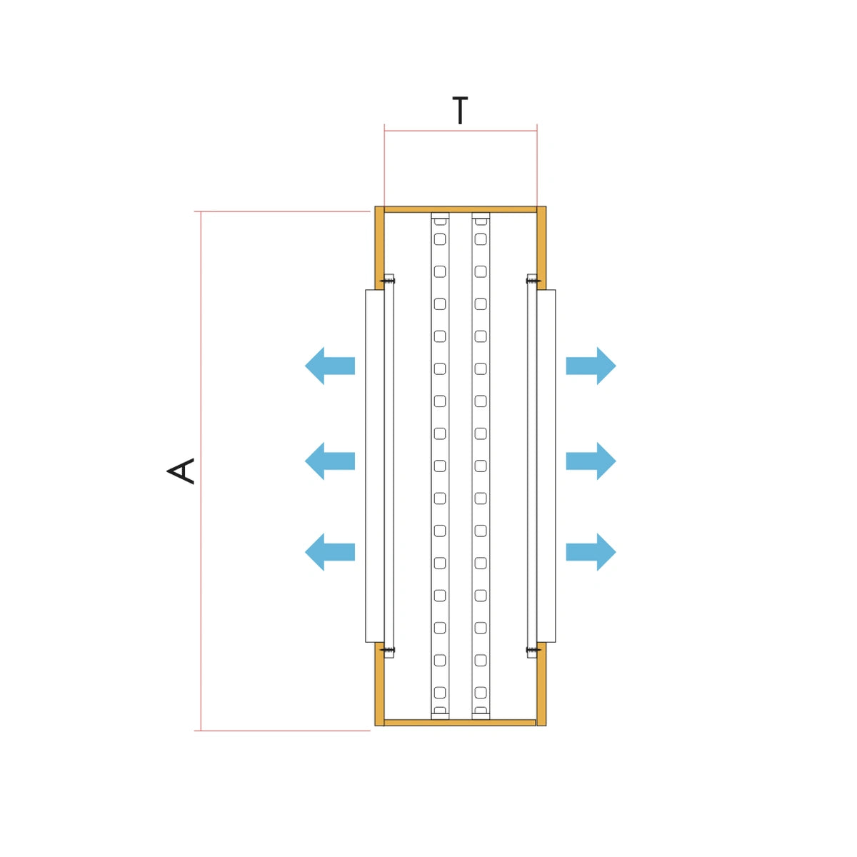 Double-sided Push-through Blade Sign cross section
