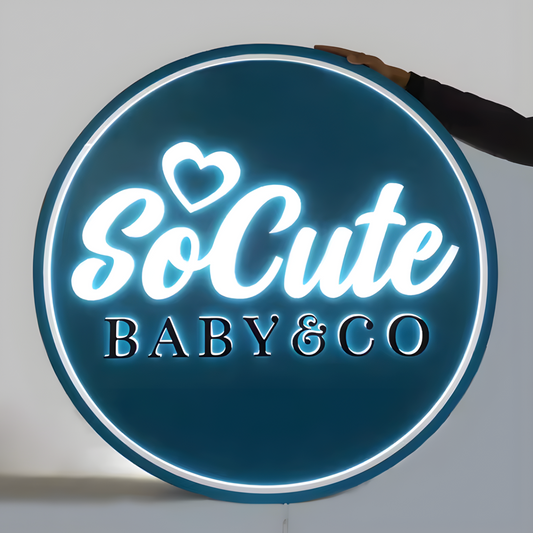 Commercial push-through LED lightbox with bright acrylic elements