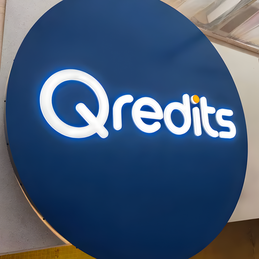 Crisp push-through lightbox with illuminated raised lettering